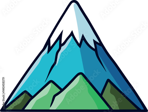 High-Quality Vector Illustration of a Majestic Snow-Capped Mountain Summit – Perfect for Creative Logos, Digital Designs, and Modern Branding Projects