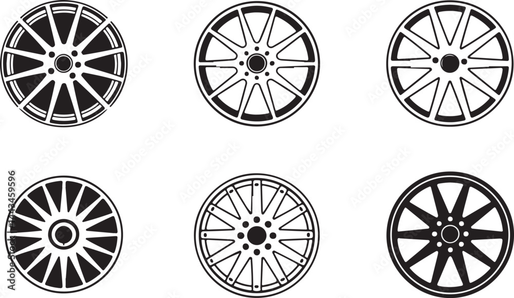 Illustration of Wheel Rim Icon with Modern Design Silhouette Vector for Automotive, Vehicle, and Transportation Projects Illustration of Wheel Rim Icon with Modern Design Silhouette Vector for Automotive, Vehicle, and Transportation Projects