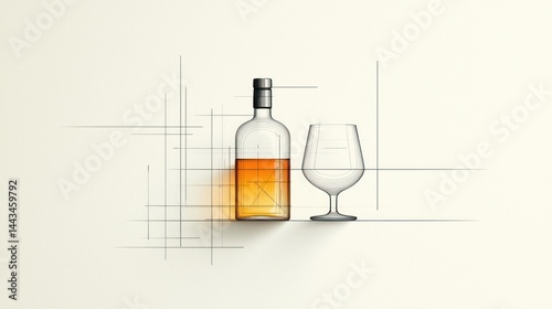 Whisky bottle and glass design