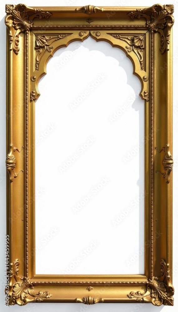 Fototapeta premium Flat golden ancient frame, cutout silhouette Perfect for design projects , metal, frame, ornate