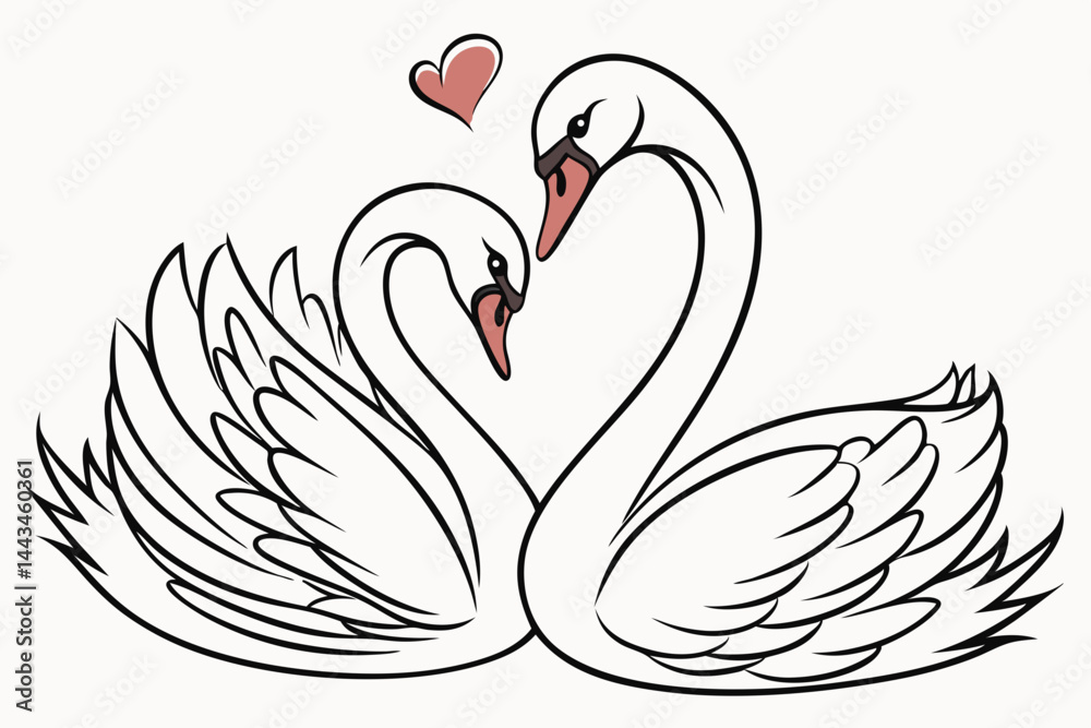 Obraz premium swan on a white background