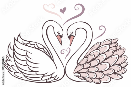 two swans on a branch