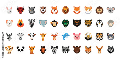 Wild Animal Faces Vector Bundle EPS Collection