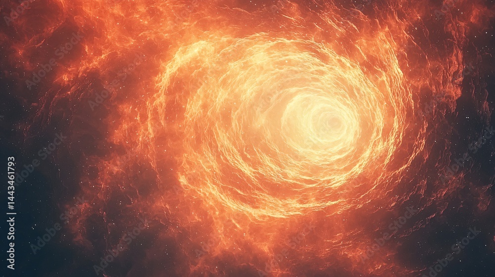 Fototapeta premium Spiraling orange and red cosmic object against a dark universe background creating a striking and vibrant celestial display