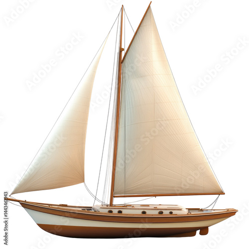 3D Soft Yacht With Sails  isolated on a transparent background