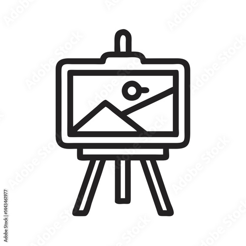 Artistic Easel with Abstract Painting Icon: Creative Studio Canvas & Fine Art Gallery Design
