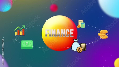 Finance Icons With 3d Orbit Style Animation