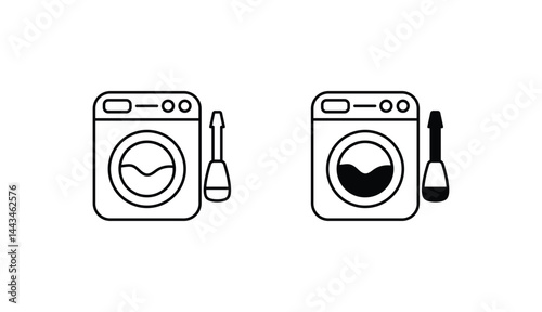 Washing Machine Repair icon design with white background stock illustration