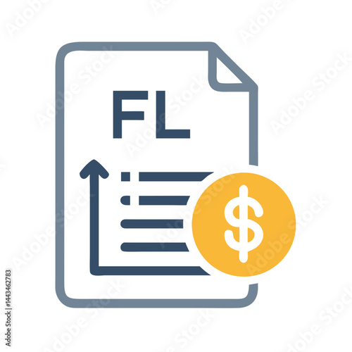 Financial Ledger with Downward Arrow Icon: Business Loss and Expense Tracking Design