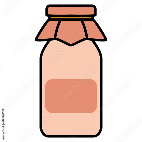 Flat illustration of a jar with a fabric-covered lid and label, ideal for jam, honey, or preserved goods. Great for farm, kitchen, or food-themed designs.