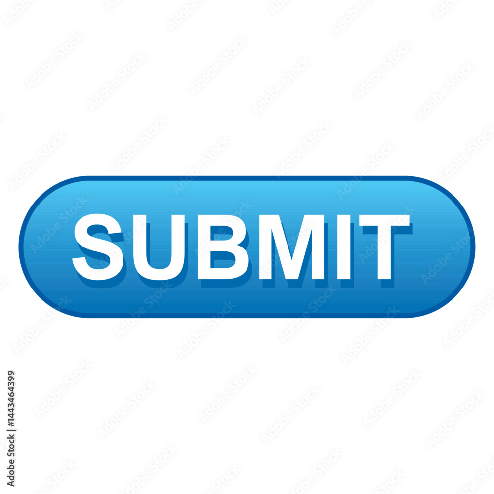 Submit blue button symbol icon isolated on a white background. Click and action button for web template, applications, development. Vector illustration EPS 10. Submit blue button symbol icon isolated on a white background. Click and action button for web template, applications, development. Vector illustration EPS 10.