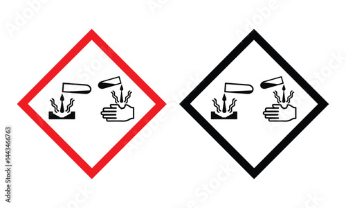 corrosive hazard warning icon png. Vector illustration eps file