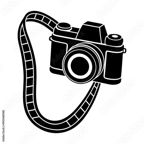 Retro Camera Strap silhouette vector