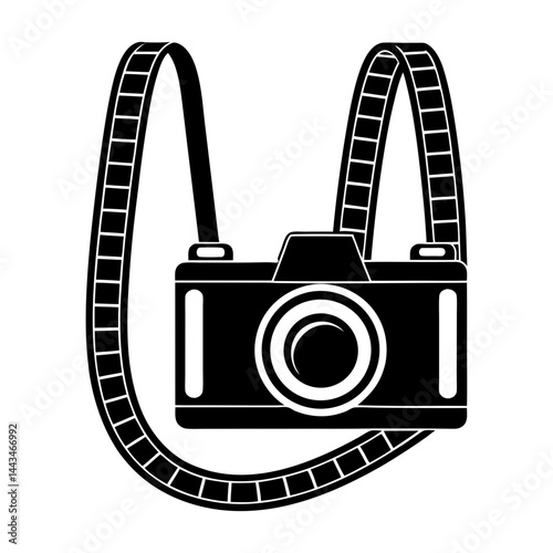 Retro Camera Strap silhouette vector