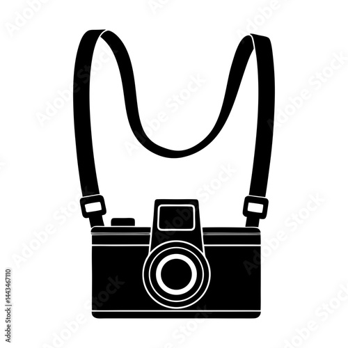 Retro Camera Strap silhouette vector
