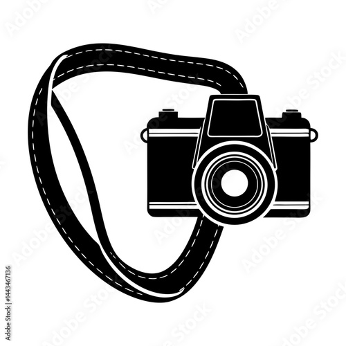 Retro Camera Strap silhouette vector