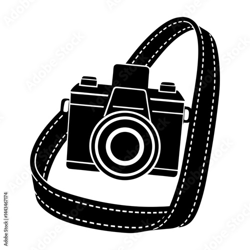Retro Camera Strap silhouette vector