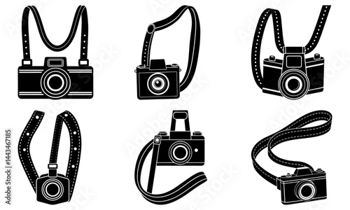 Retro Camera Strap silhouette vector