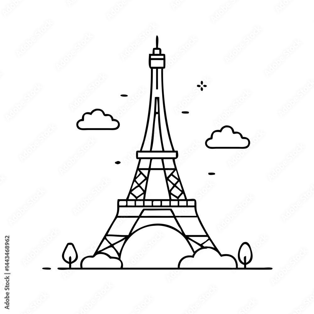 Fototapeta premium paris eiffel tower icon, paris eiffel tower vector illustration-simple illustration of paris eiffel tower, perfect for paris eiffel tower logos and icons