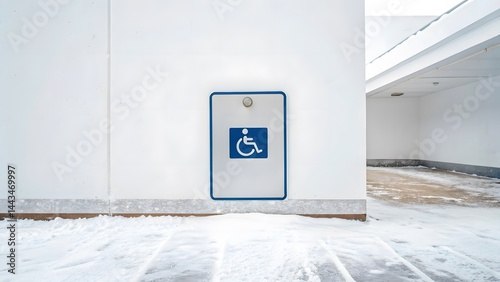 Obraz na płótnie Accessible Parking Sign on Building Exterior w salonie
