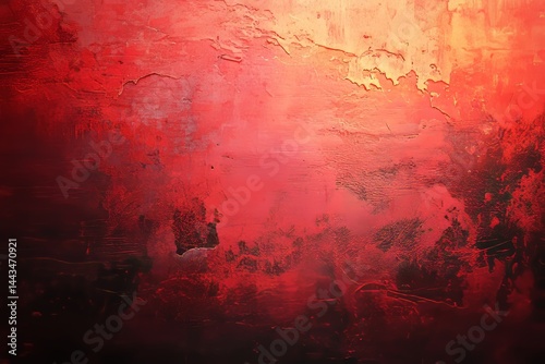 A wavy abstract background with a predominantly dark red color scheme, incorporating black, ruby, garnet, cherry, and burgundy hues, features a color gradient ombre effect, rough grain noise, and a