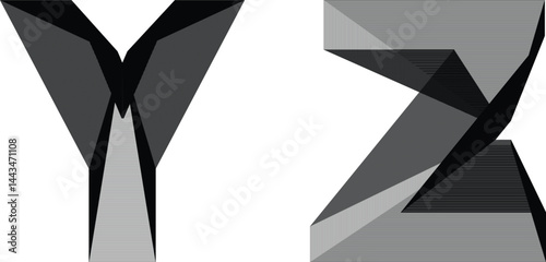 Geometric Illusion Typography: Letters Y and Z