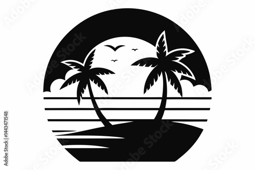 tropical island with palm trees