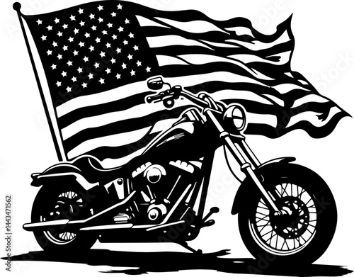 American Pride Motorcycle Flag Vector