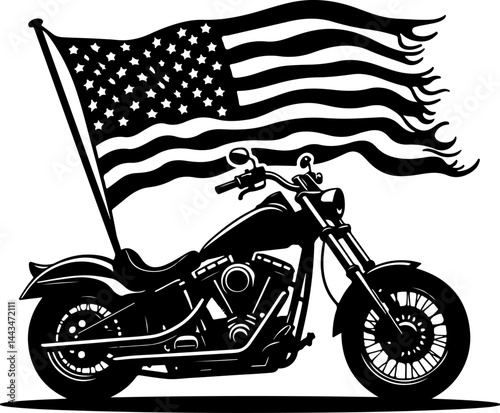American Pride Motorcycle Flag Vector