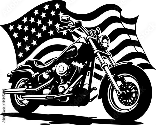 American Pride Motorcycle Flag Vector
