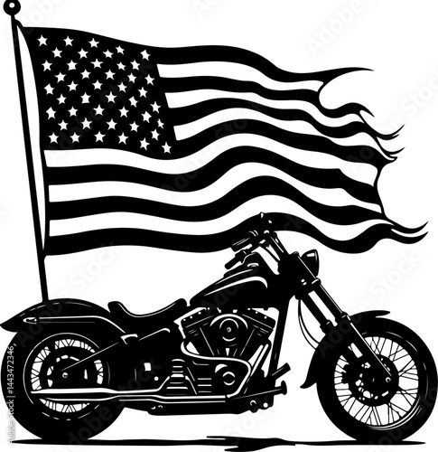 Biker Skull American Flag Vector