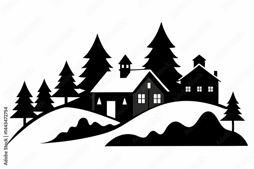 Fototapeta premium winter landscape with castle