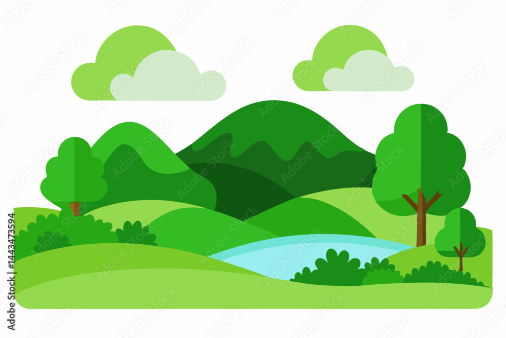 Obraz premium landscape with trees and mountains