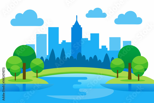 city landscape with trees