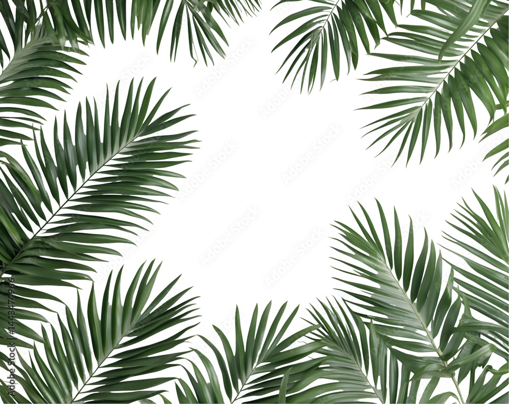 Realistic Palm Leaves Overlapping on a Tropical Isolate Background, showcasing vibrant foliage for graphic design and nature-themed projects and layouts Realistic Palm Leaves Overlapping on a Tropical Isolate Background, showcasing vibrant foliage for graphic design and nature-themed projects and layouts
