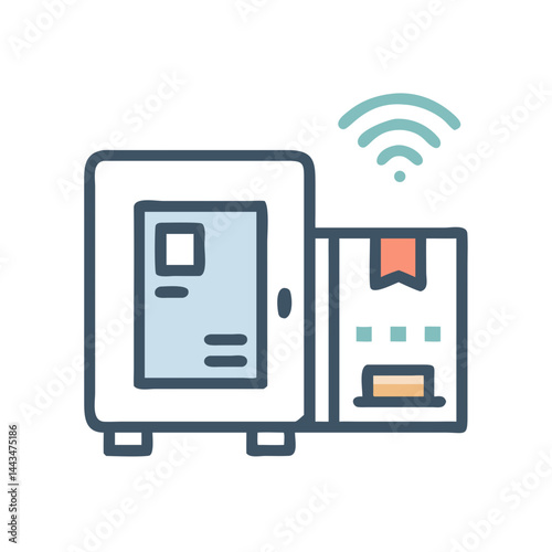 Smart Locker with Delivery Box Icon — Secure Package, Contactless Delivery, Parcel Symbol