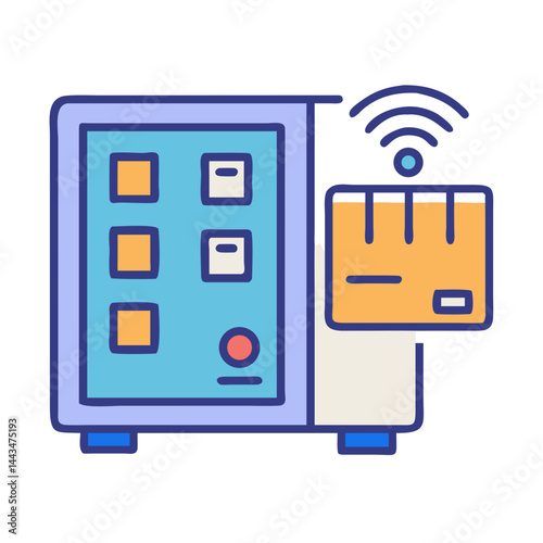 Smart Locker with Delivery Box Icon — Secure Package, Contactless Delivery, Parcel Symbol