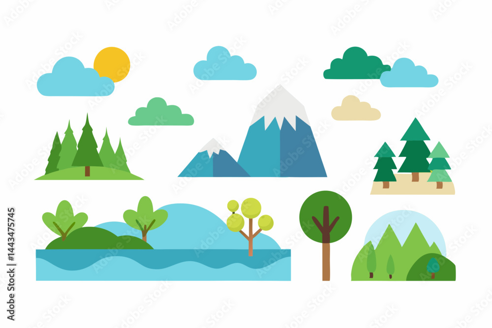 Fototapeta premium vector illustration of a set of trees