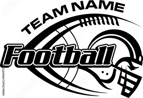 football team design with laces and helmet for school, college or league sports
