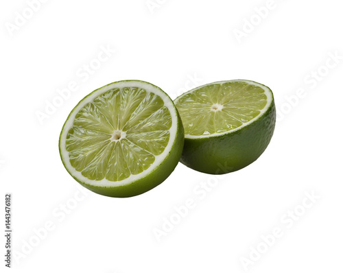 Refreshing Lime Halves, A Close-Up View of Vibrant Green Citrus with Juicy Pulp Displaying its Natural Texture and Refreshing Taste for Culinary or Health Concepts