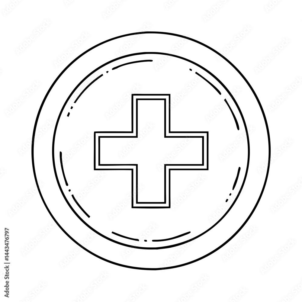 Obraz premium red cross sign in circle icon, red cross sign in circle vector illustration-simple illustration of red cross sign in circle, perfect for red cross sign in circle logos and icons