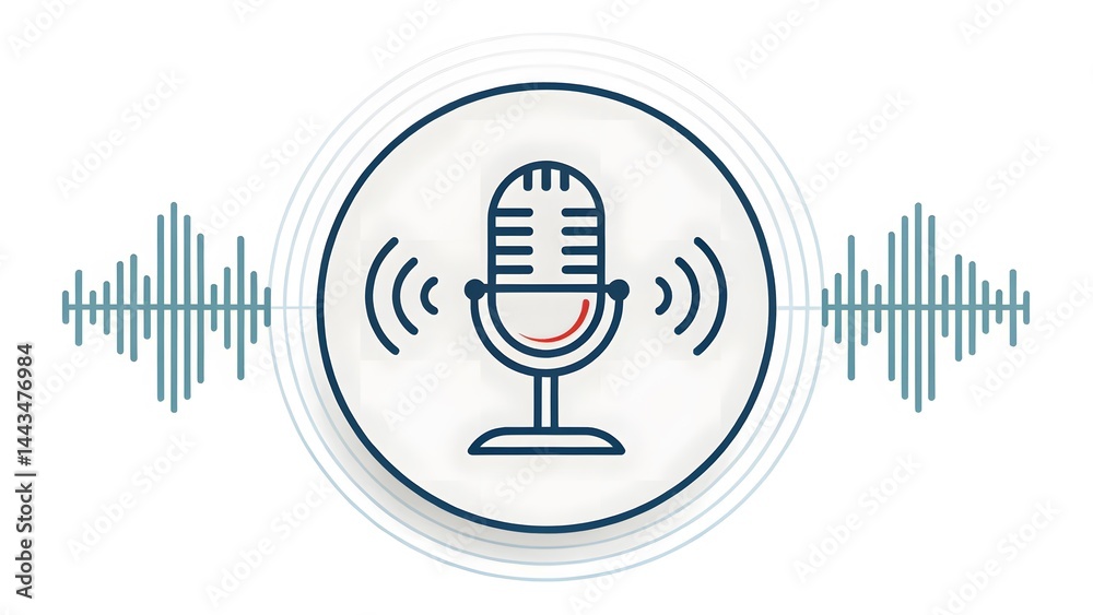 Microphone Icon with Sound Waves