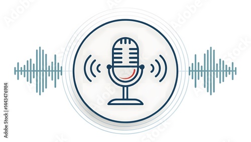 Obraz na płótnie Microphone Icon with Sound Waves w salonie