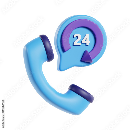 24 Hours Service 3d Icon