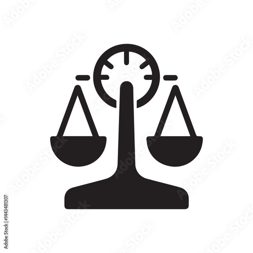 Simple black and white balance scale logo vector