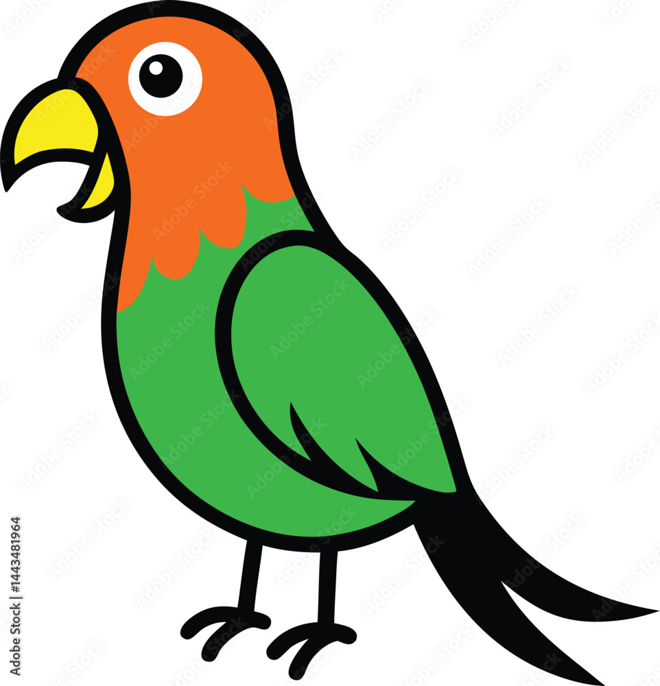 Fototapeta premium parrot singing with vector art illustration.