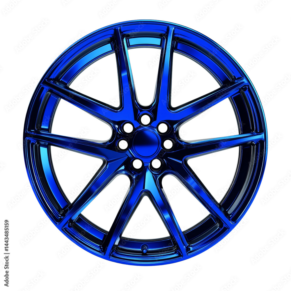 Obraz premium Reflecting azure alloy wheel design on a clean screen for automotive enthusiasts