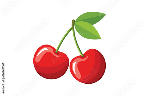  sweet cherries with leaves