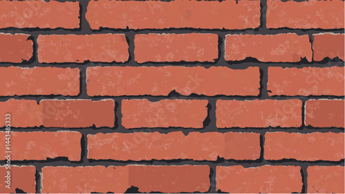 A close-up of a red brick wall with a textured, uneven surface. Brick wall background. Illustration of a brick wall. 