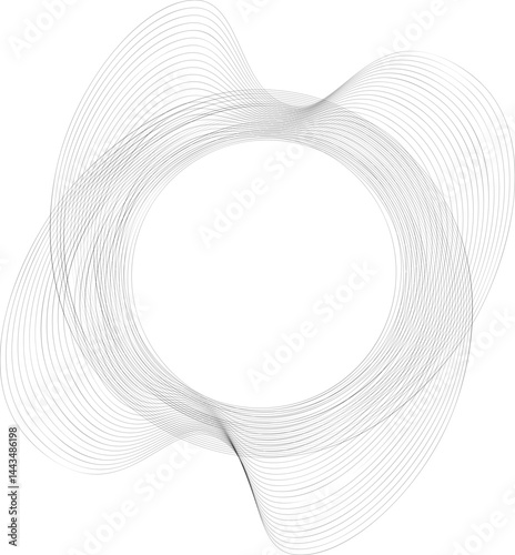Thick circular ring formed by a concentrated flow of overlapping mesh lines in spiral motion.